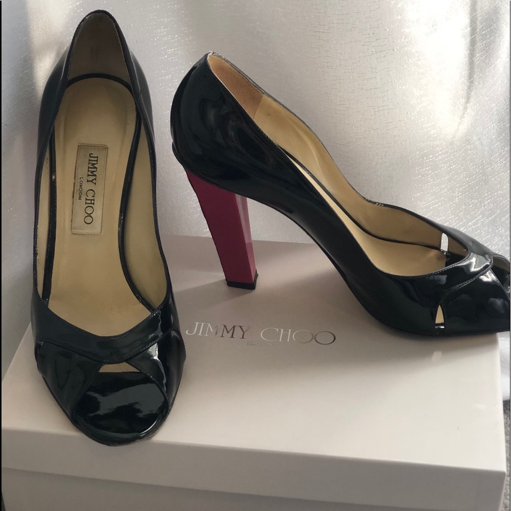 vintage Jimmy Choo pink chunky heels